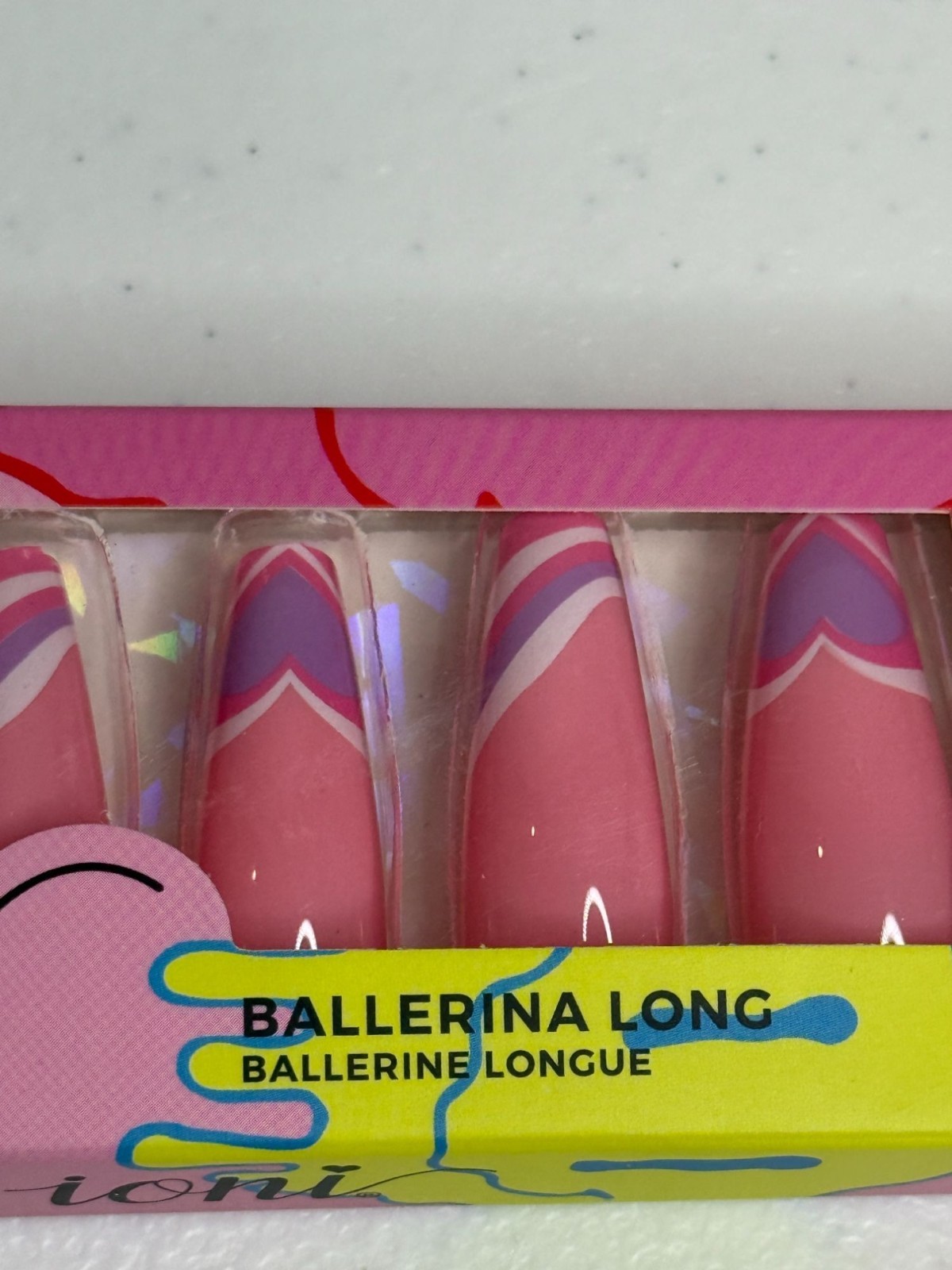 Ioni Nail Tips Melted Candies 2 Pack Press On Nails Ballerina Long New