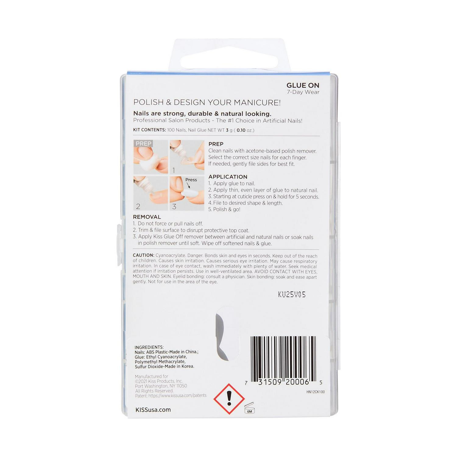 KISS Full-Cover Nails Press on Nails, Active Square, Clear, Medium Square-100 Ct