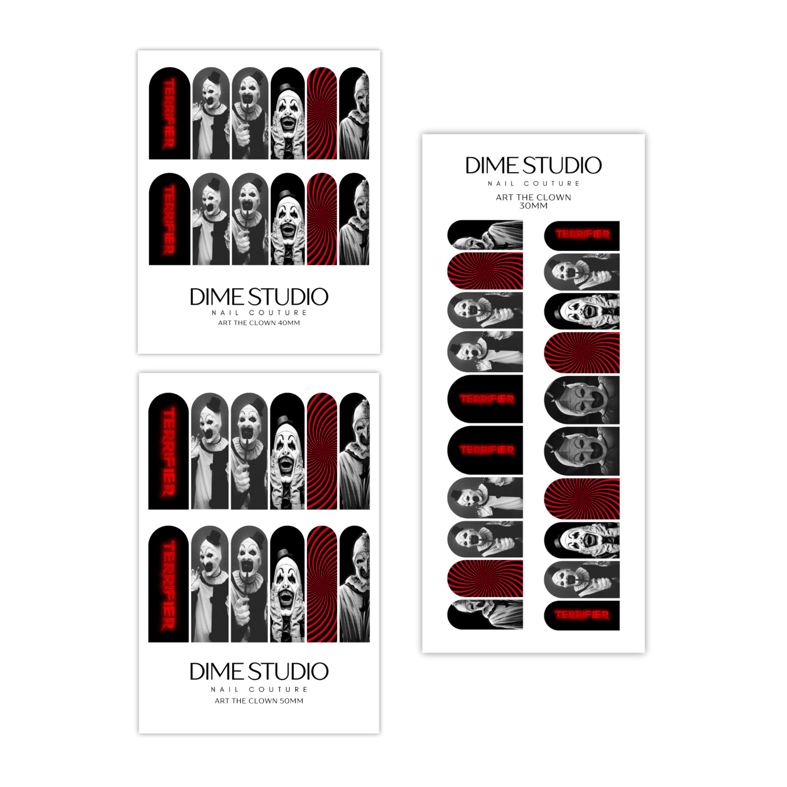 Art The Clown Horror Halloween Nail Decals Water Transfer Nail Wraps