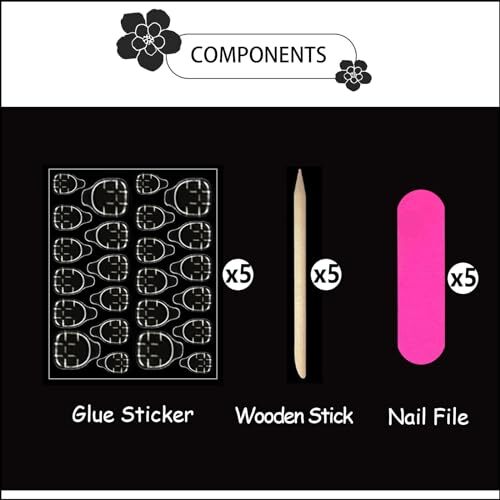 French Tip Press on Nails Medium Square Fake Nails Press ons with Design style6