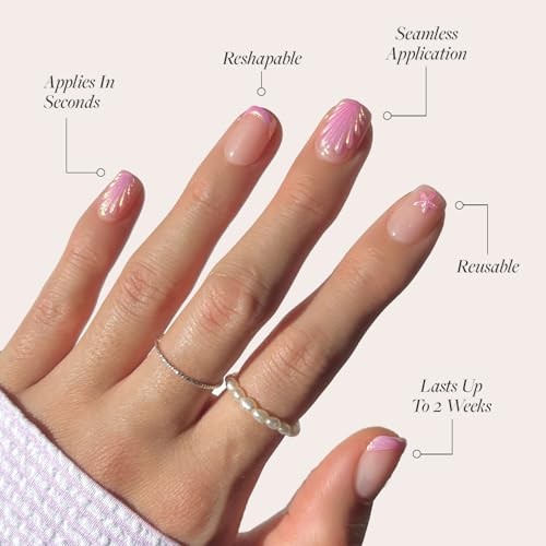 Press On Nails – Blush Dunes | Short Squoval Fake Nails with 6 – Blush Dunes
