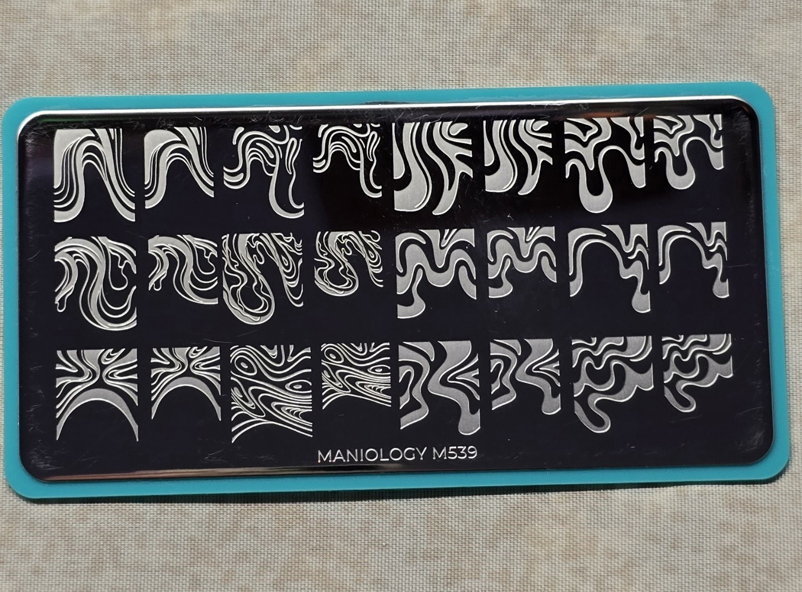Maniology M539 Wavy French Nail Stamp Plate Retro Swirl Modern Chic Watercolor