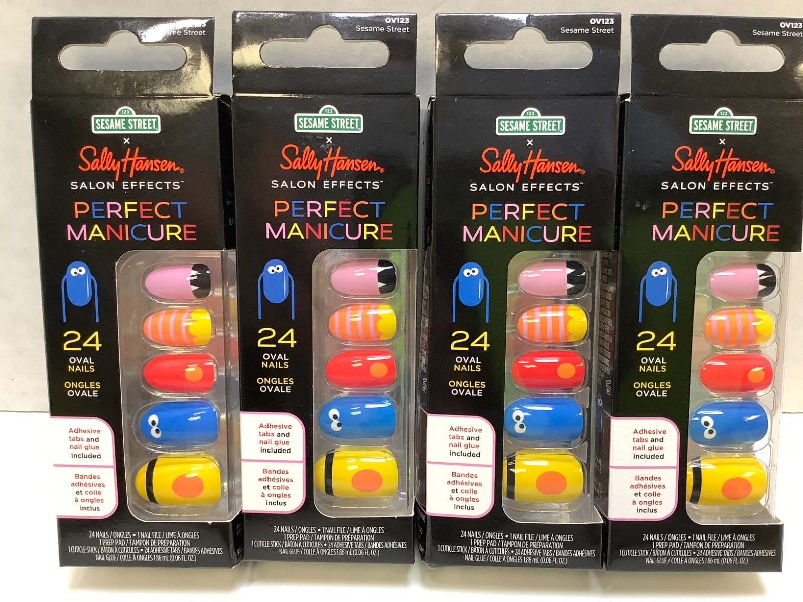 Sally Hansen Salon Effects Perfect Manicure, Oval Nail, Sesame Street, 4 Pack