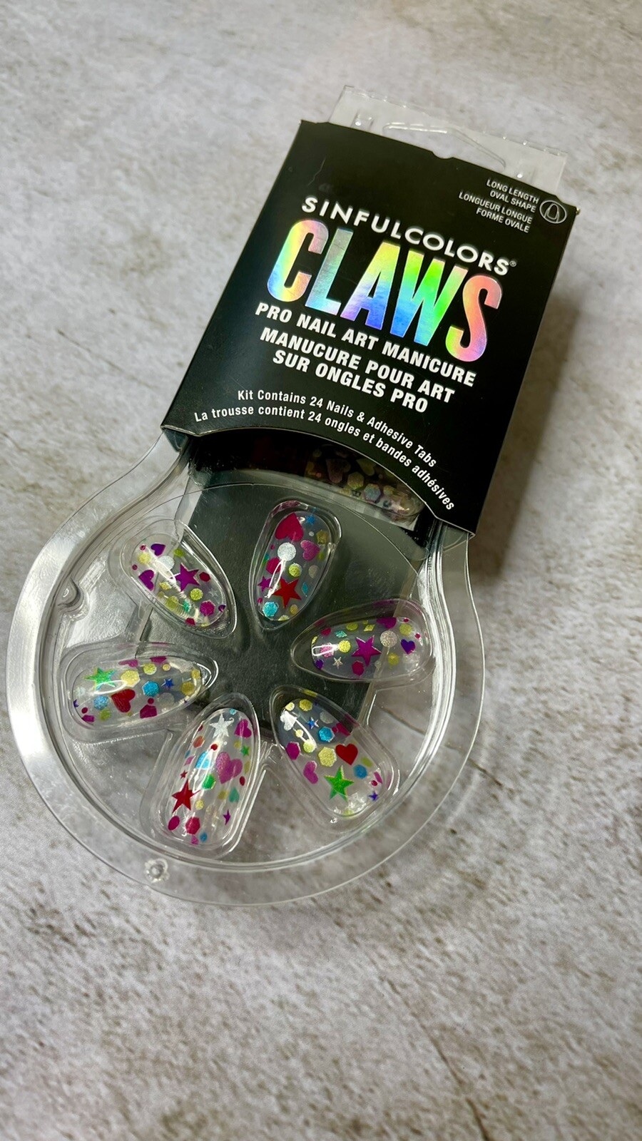SinfulColors My Party 2660 2d Claws Press On Nails, 24 count Medium Oval