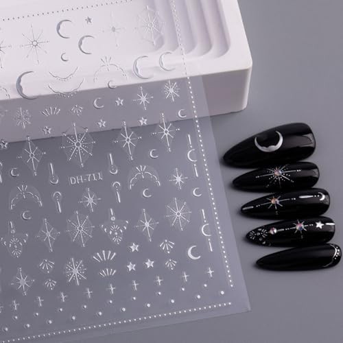 2 Sheets Star Nail Stickers Gold Silvery Nail Art Decals 5d-gold Silvery-17