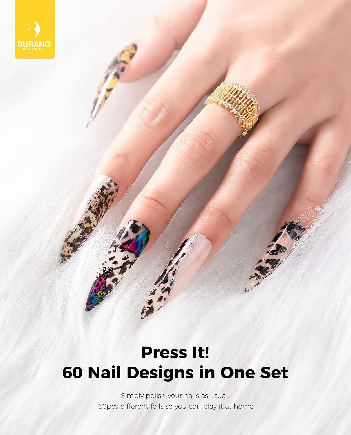 Nail Art Foil Glue Gel, 15ML 2 Bottles with 60PCS Foils Sticker, Nails Designer