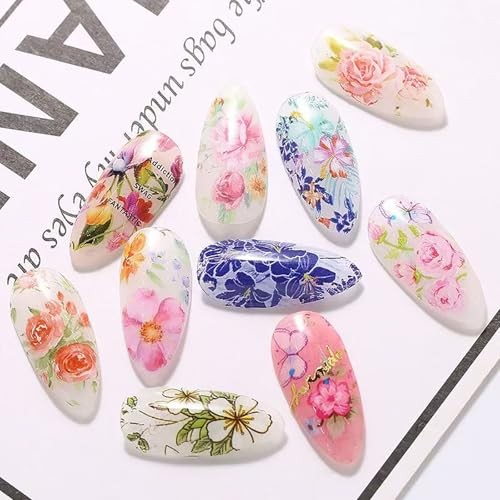 10 Sheets Nail Foil Flower Nail Stickers Floral for Nails Design Starry Style 7