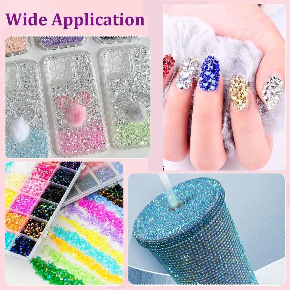 22000PCS Resin Rhinestones for Crafting, 28 Multicolor Mixed 3mm 4mm 5mm Non-…