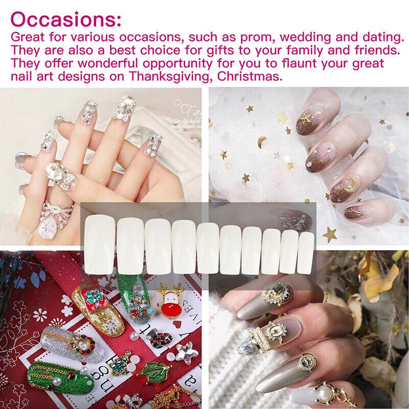 500pcs Fashion Manicure Full Cover Natural False Nails Fake Tips Tools With Box