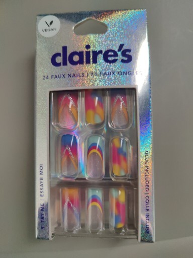 Fake Nails Claire’s 24 Faux Nails MultiColor New Vegan Princess Style Print