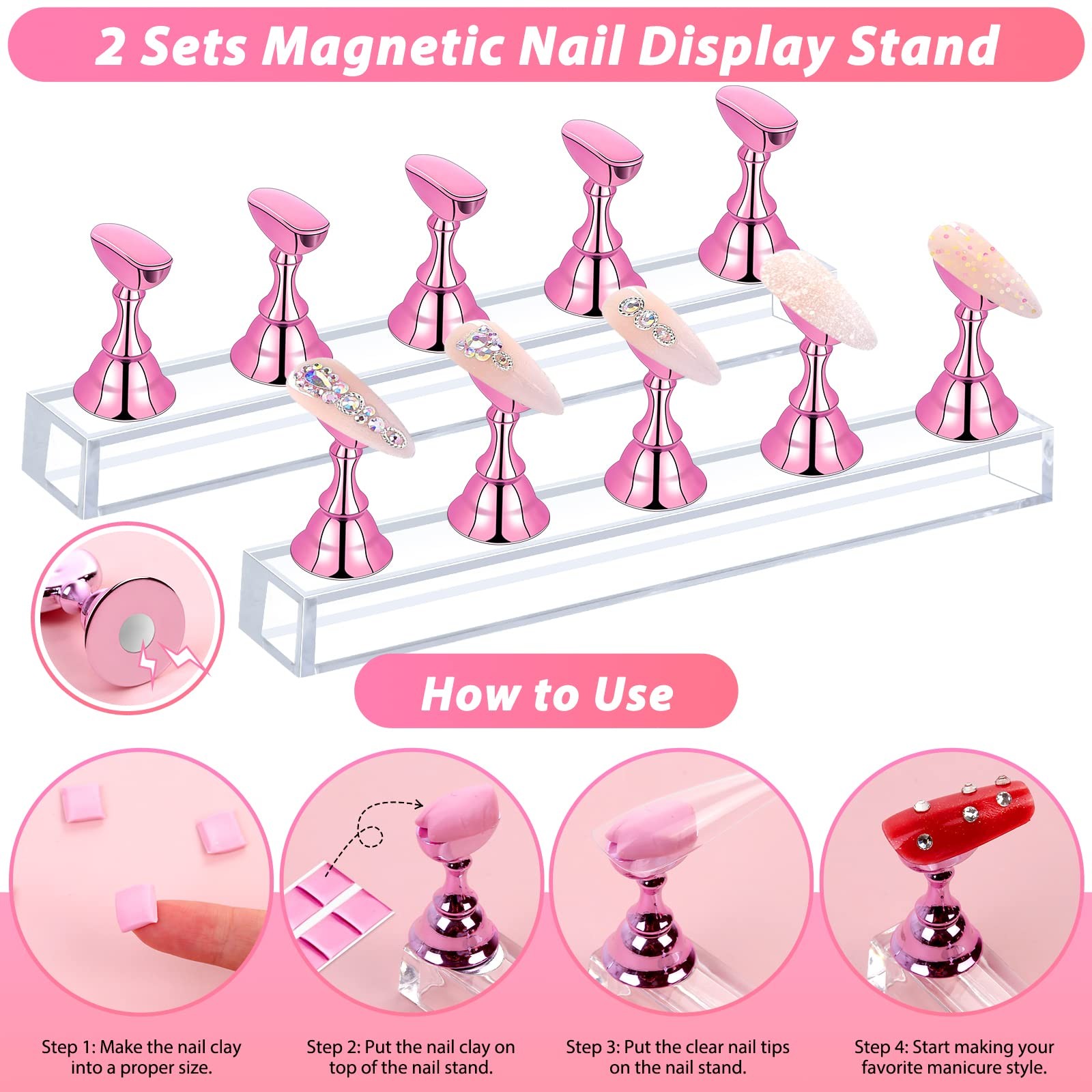 New 600PCS Clear Coffin Nail Tips Set Qinzave Acrylic with Glue Nails Full Cover