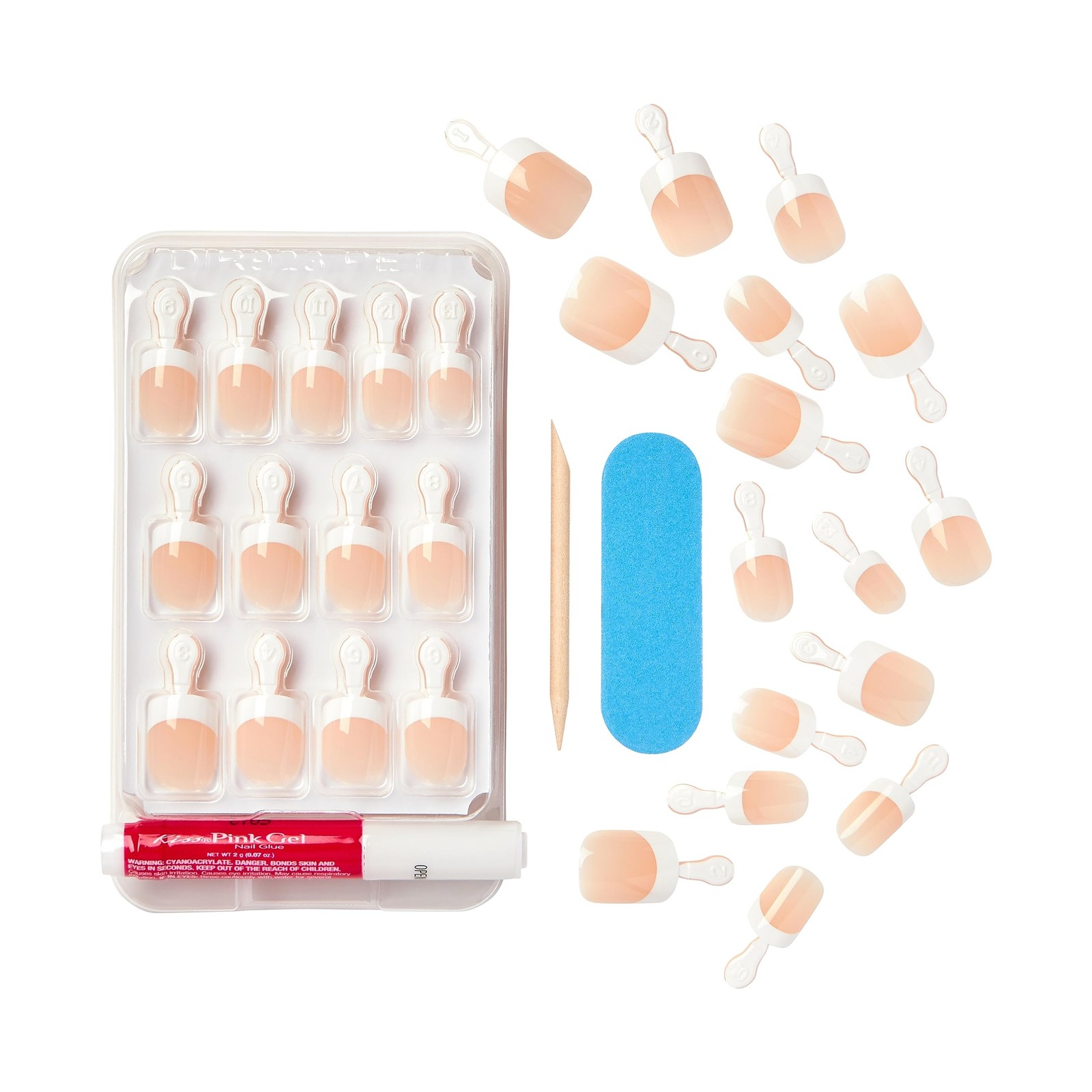 Chip-Free French Nail Kit with Flexi-Fit Technology, Pink Glue & 28 Nails