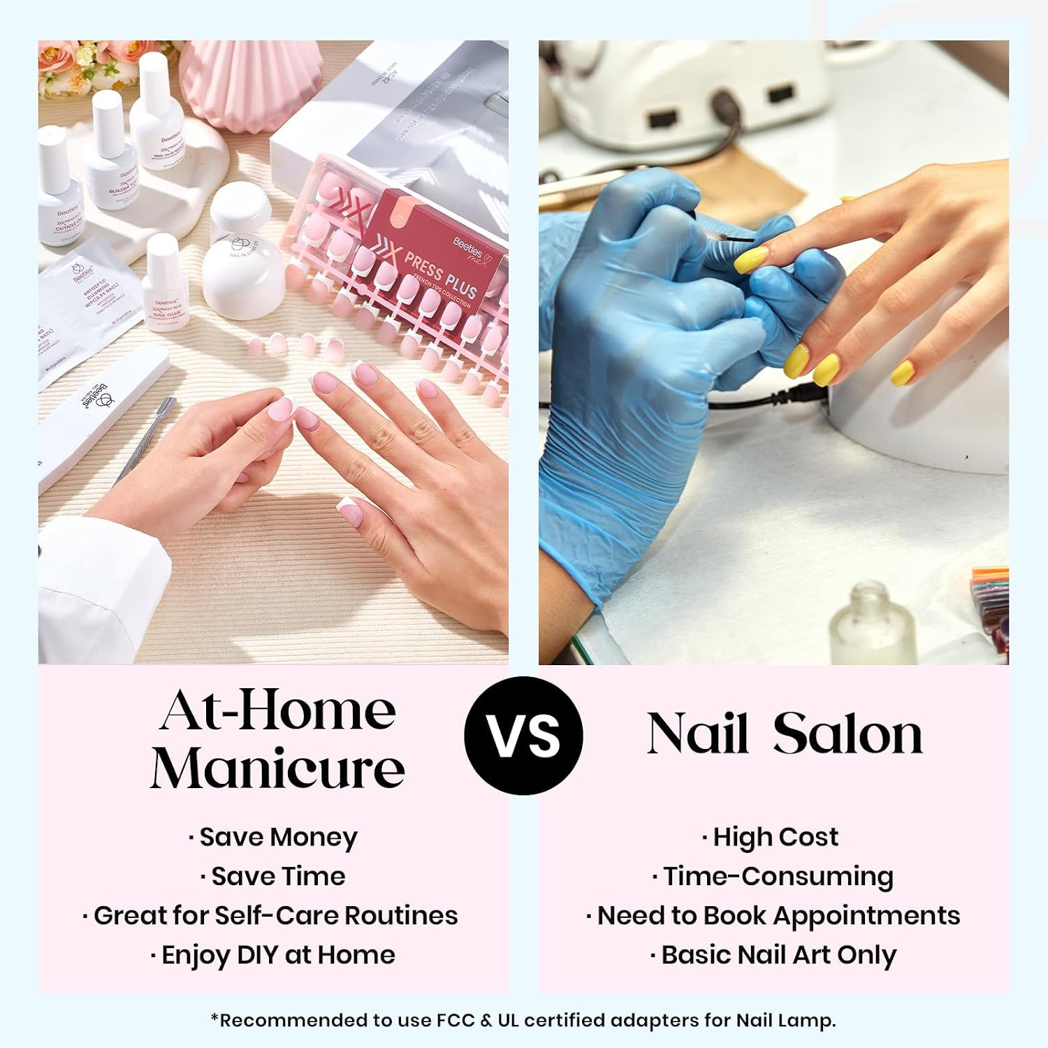 Press on Nails Kit – Short Almond French Tip Nails Kit, 224 Pcs | 7 Colors Rainb