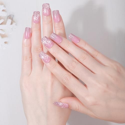 Christmas Semi Cured Gel Nail Strips, 16 Pcs Winter Christmas Gel Nail Stripe 9