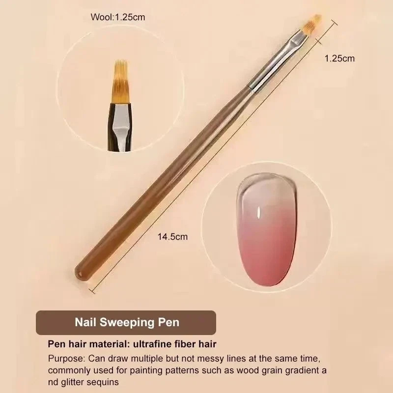9PCS Nail Art Brush Set Gel Acrylic Liner Pen Detail Painting Manicure Tools