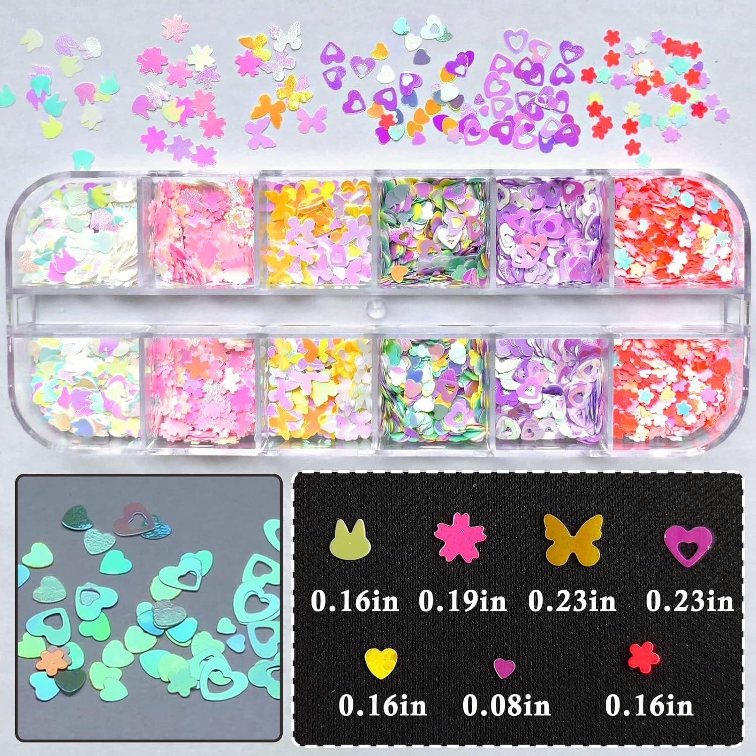 Gorgeous Luminous Nail Glitter Set in 4 Vibrant Boxes for Artistic Designs