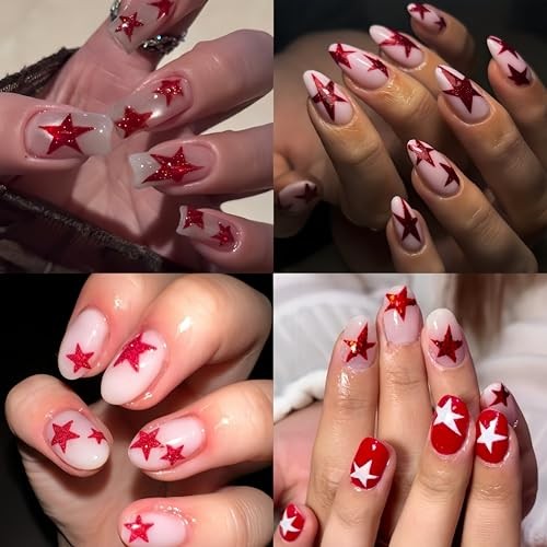 3 Sheets 4th of July Star Nail Stickers Independence Day red five-pointed star