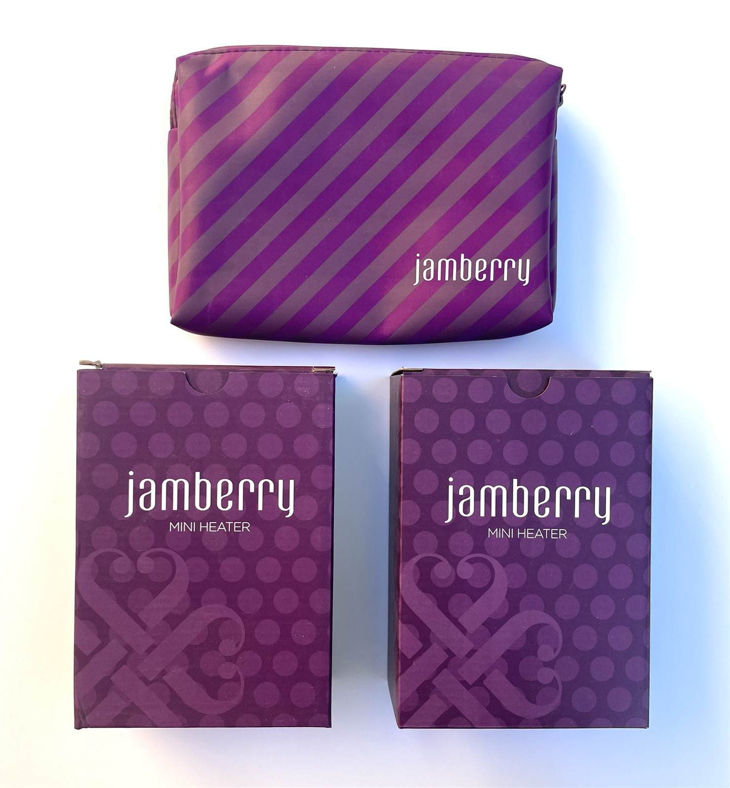 (2) New in Box Jamberry Mini Heaters Nail Wrap Dryers + Zippered Accessory Pouch