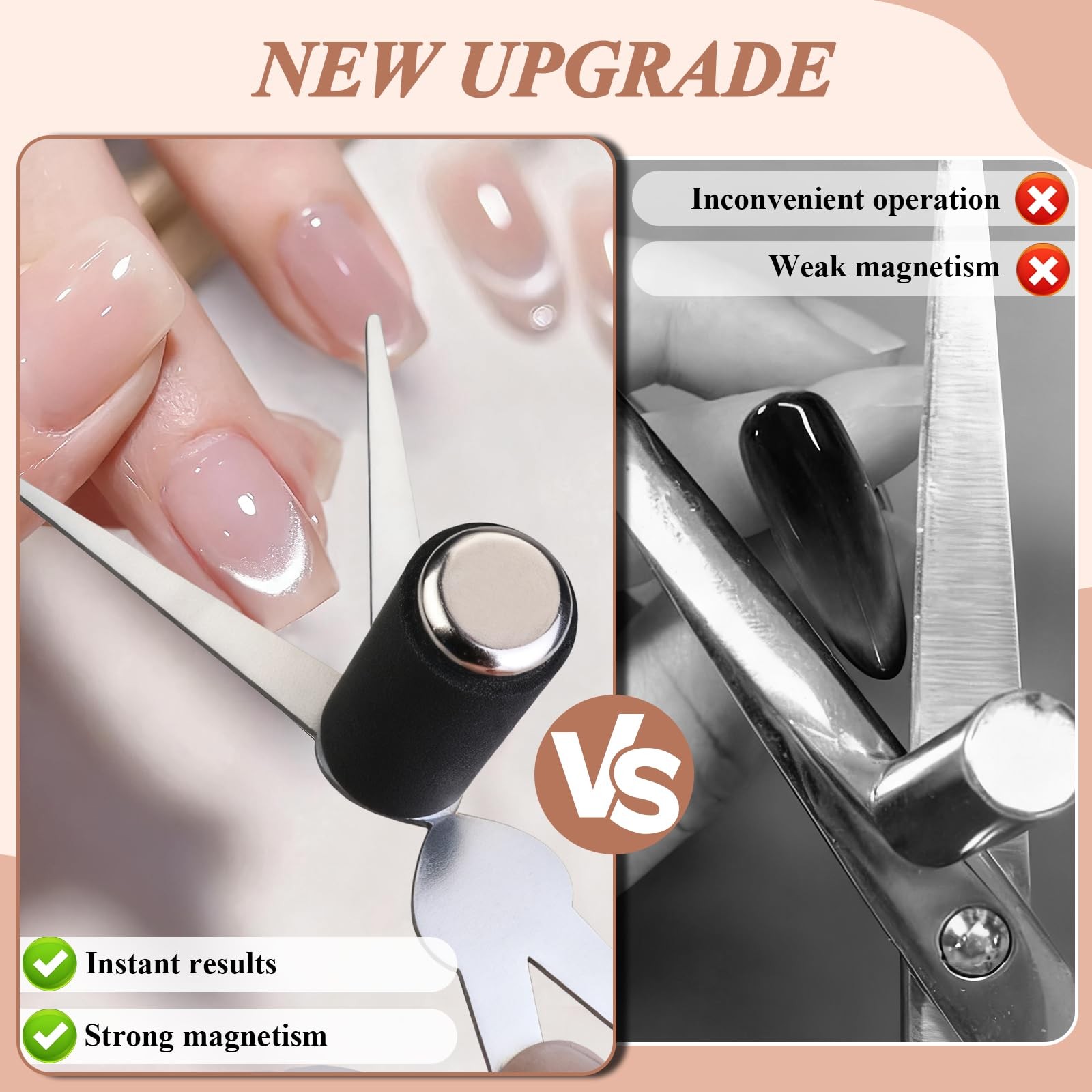 Plman Cat Eye Magnet Set, Scissor-shaped Nail Tool, 2 in 1 Silver