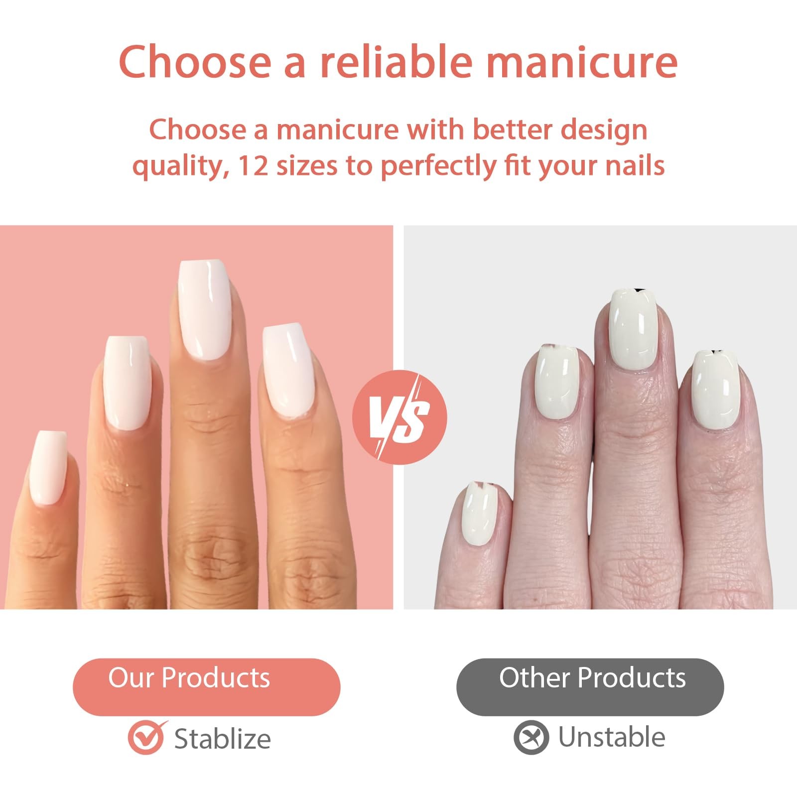 24Pcs Short Press on Nails French Tip Square 1 Fl Oz (Pack of 1), Multicolor