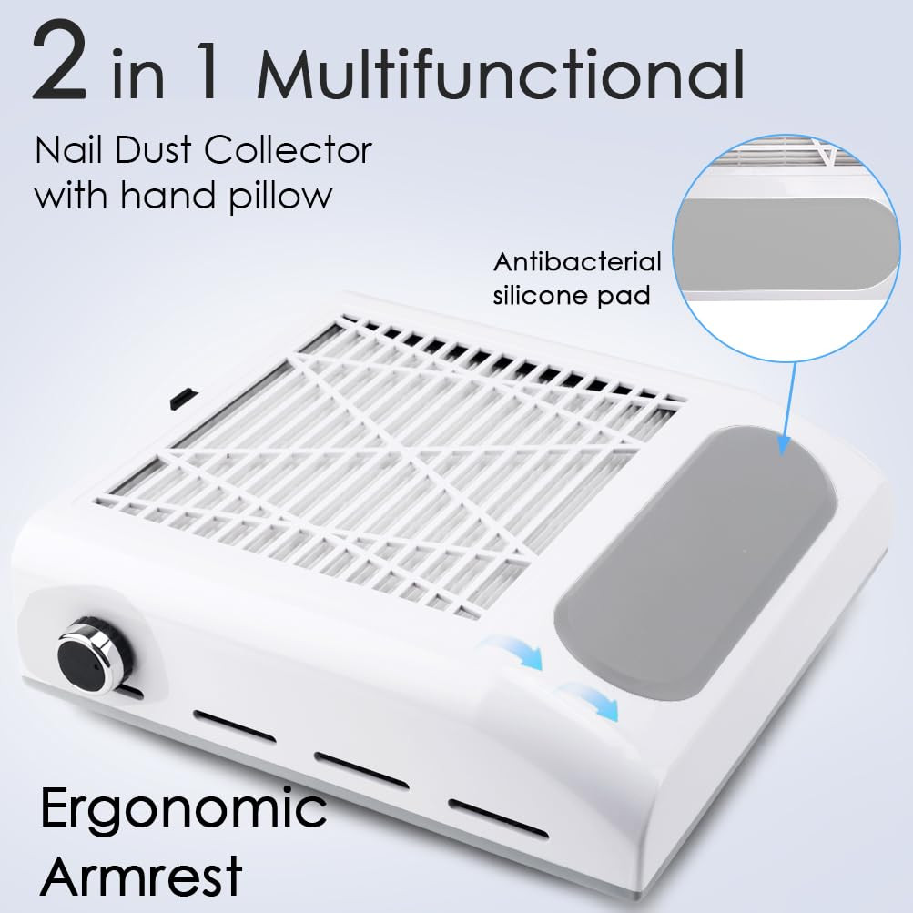 Nail Dust Collector Vacuum 80W Adjustable Power Suction Nail Dust Cleaner Machi