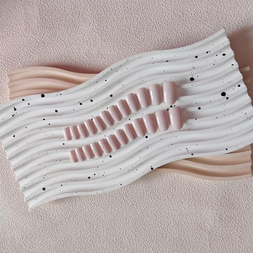 Pastel Light Pink Press on Nails Short Oval, Glossy Soft Gel Fake oval pink