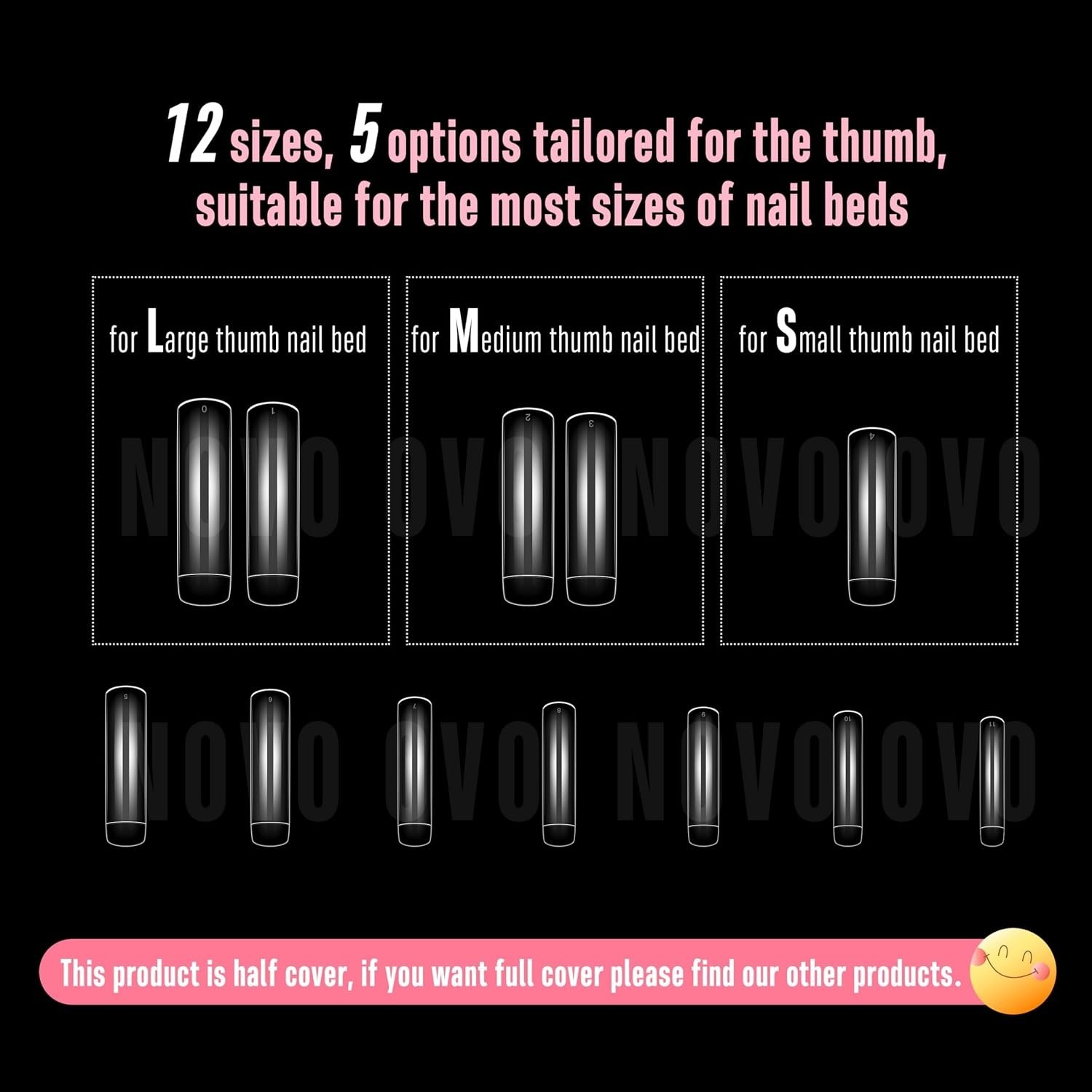Clear French False Nail Set – XXL Curved Nail Tips 240pc
