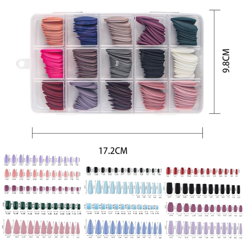 360Pcs Almond/Stilettos Fake Nails Tips Full Cover Falses Press on