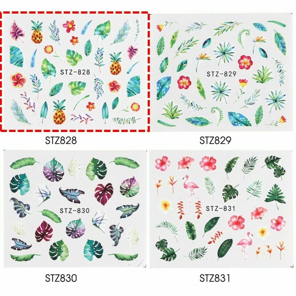 29 Sheets Nail Art Stickers Transfer Decal Leaf Flower Butterfly Watercolor NS10