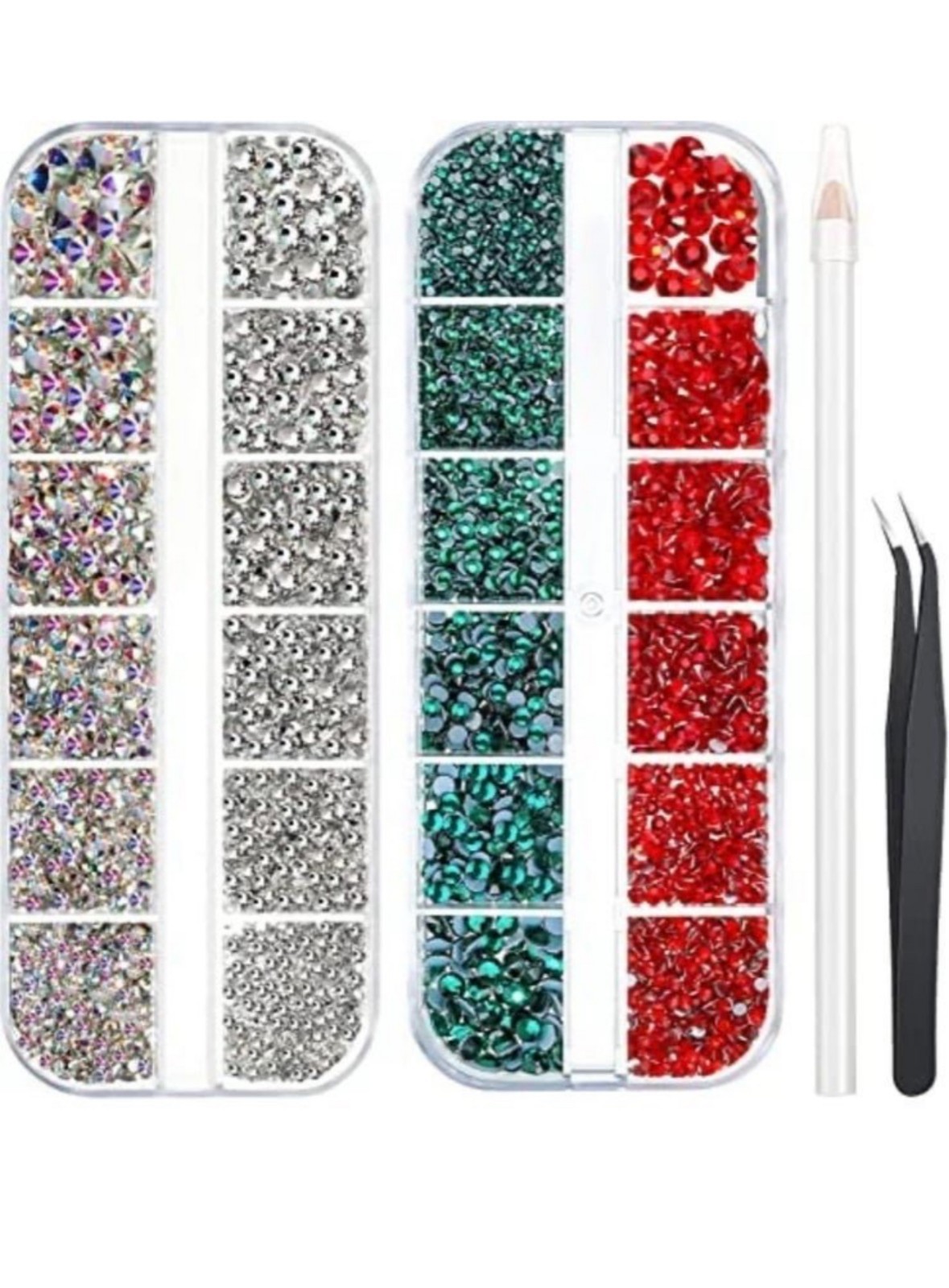 4488 Pieces Nail Art Rhinestones Crystal Flatback (Red, Blue, AB Color, Clear)