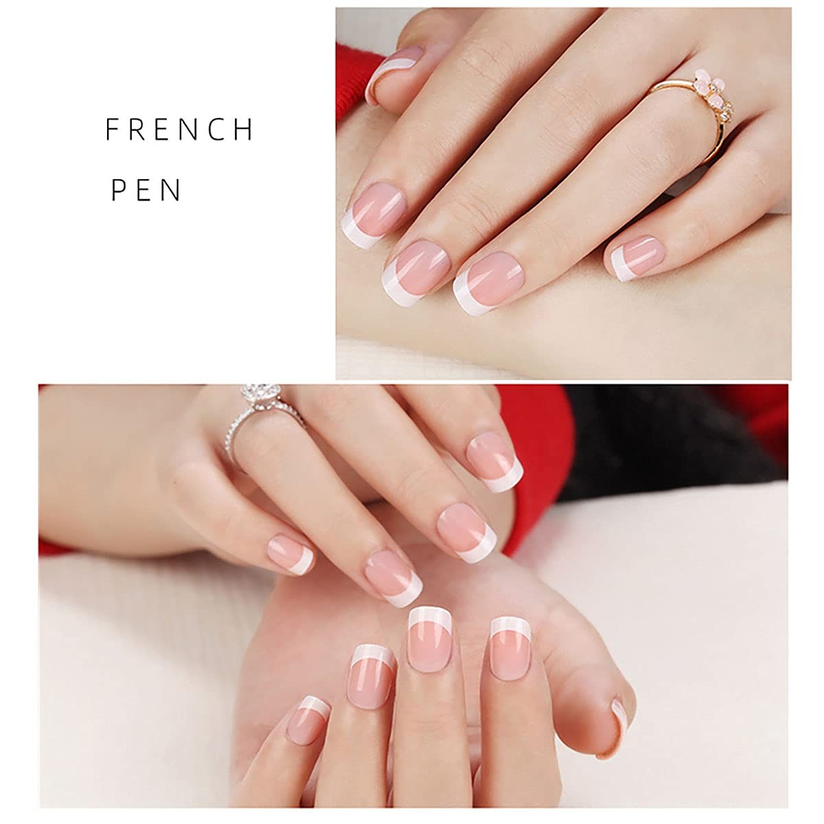 French Tip Nail Brushes Set Half Moon Shape Sier Handle Oblique