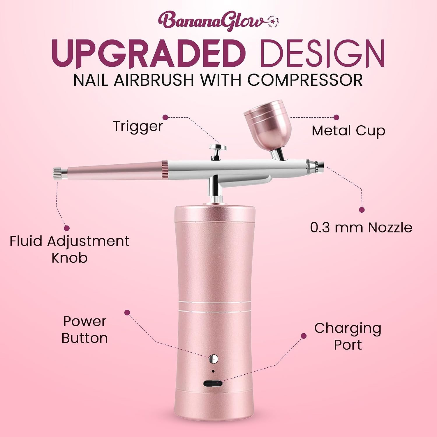 Portable Cordless Nail Art Airbrush Kit – Professional Stencils & Tools Included