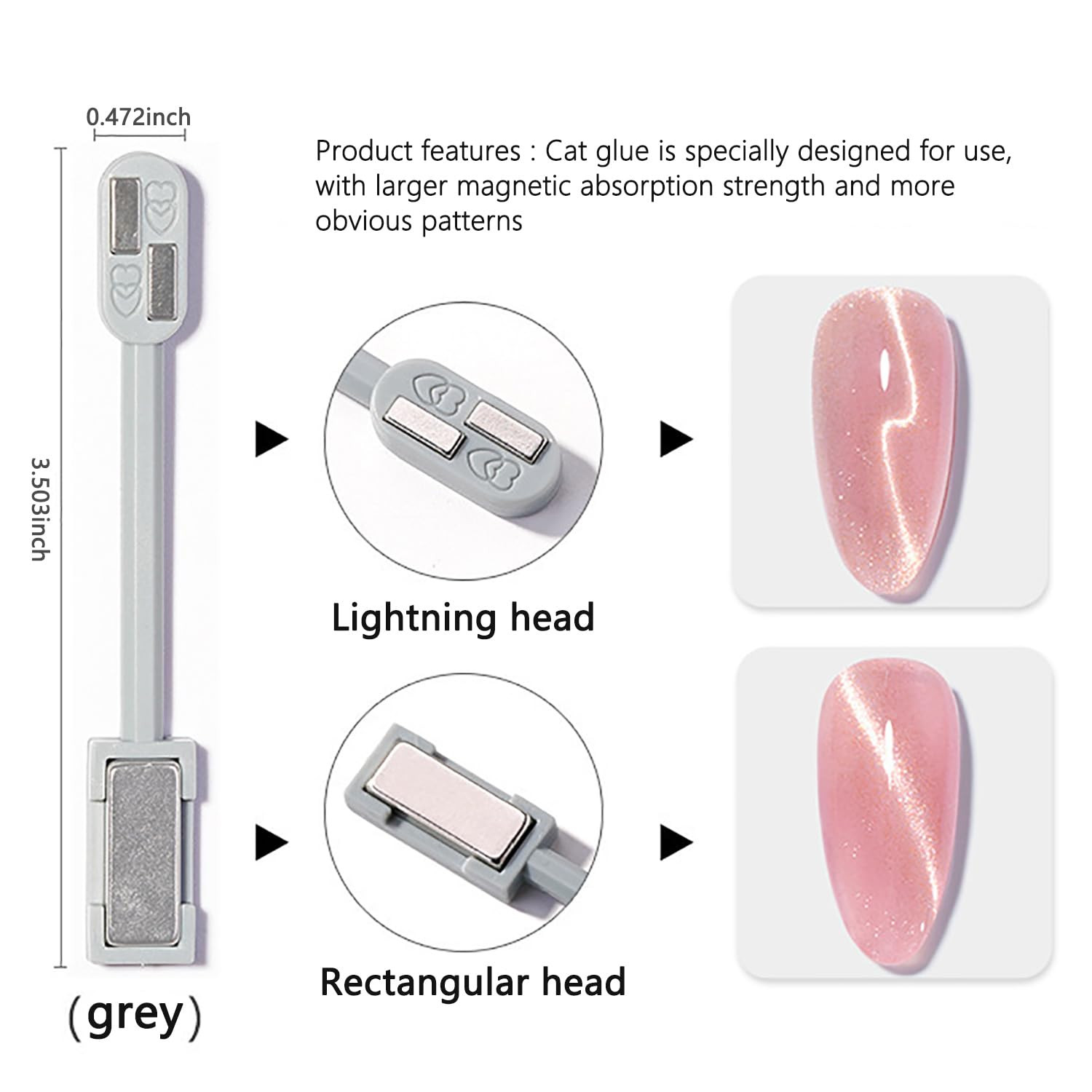 3Pcs Cat Eye Magnet for Nails Gel Nail Polish Magnet Wand Nail Art Magnetic Nail