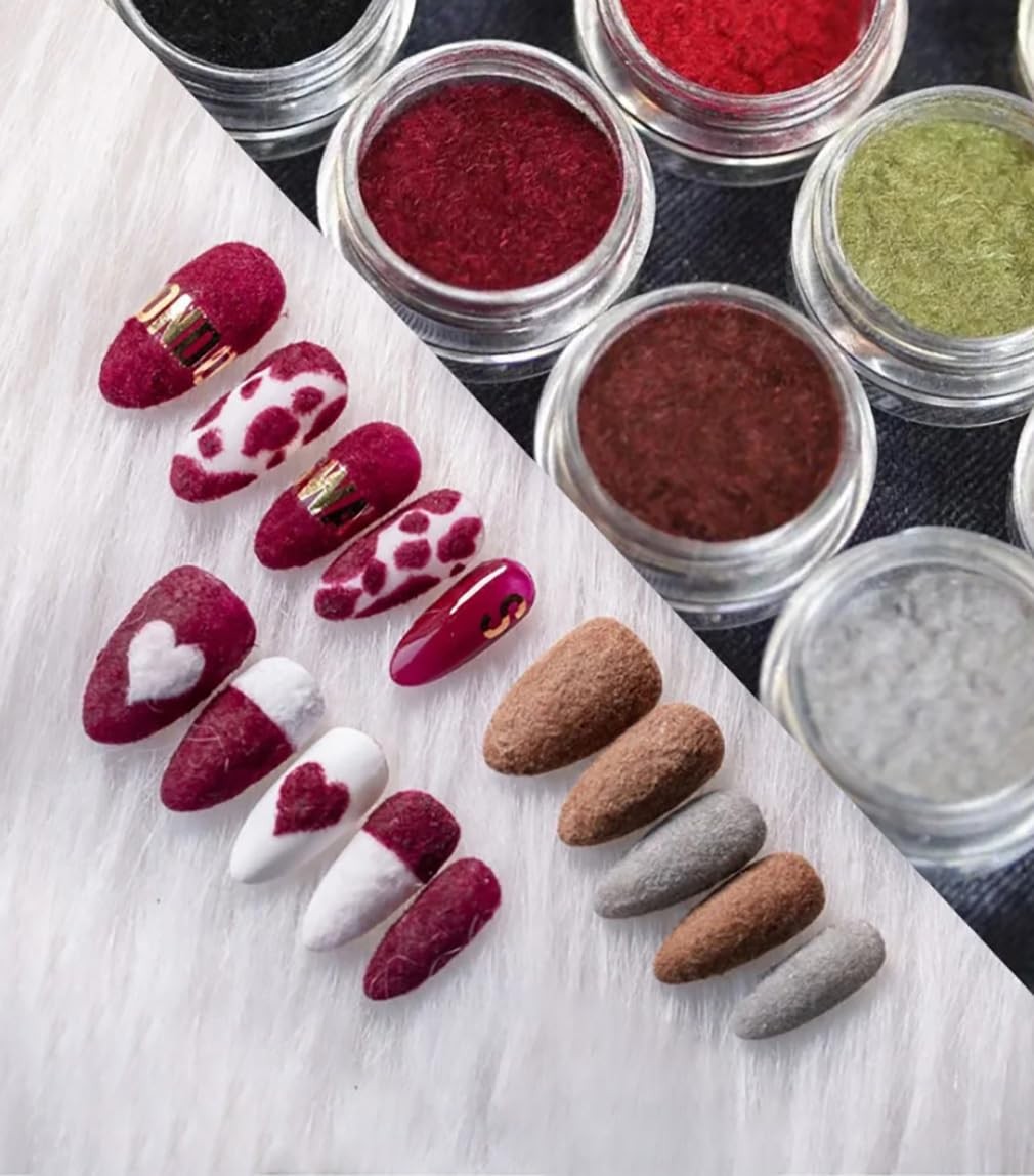 12 Color/Set Fuzzy Flocking Velvet Nail Glitter Pigment Velvet for Nail DIY U…