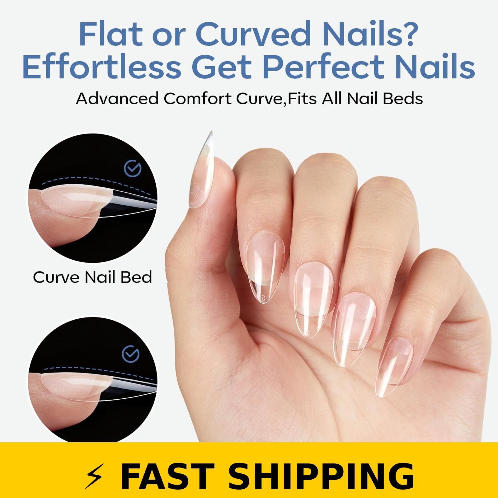 modelones Short Almond Nail Tips 360pcs Half Matte Press On Nails