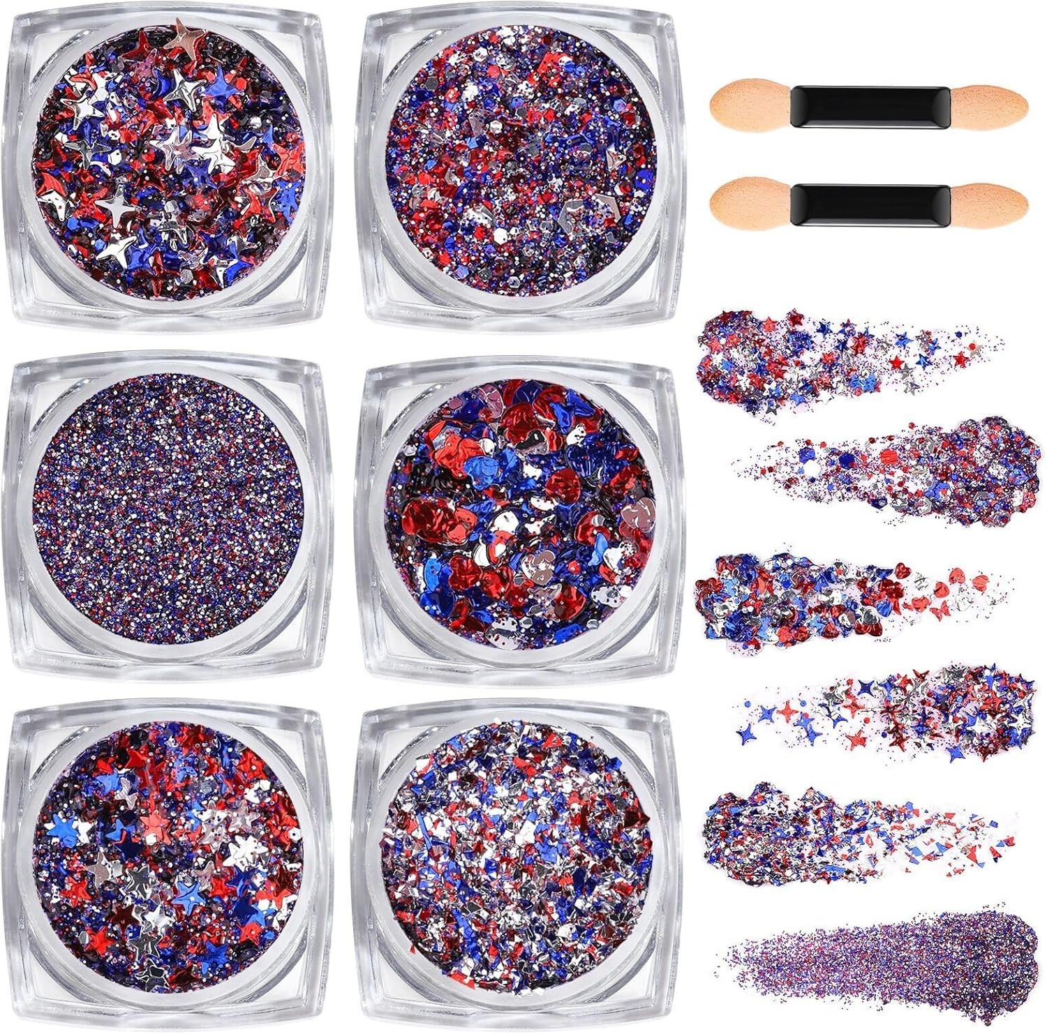 4th of July Hair & Body Glitter Gel – 6 Fun Shapes for Every Celebration
