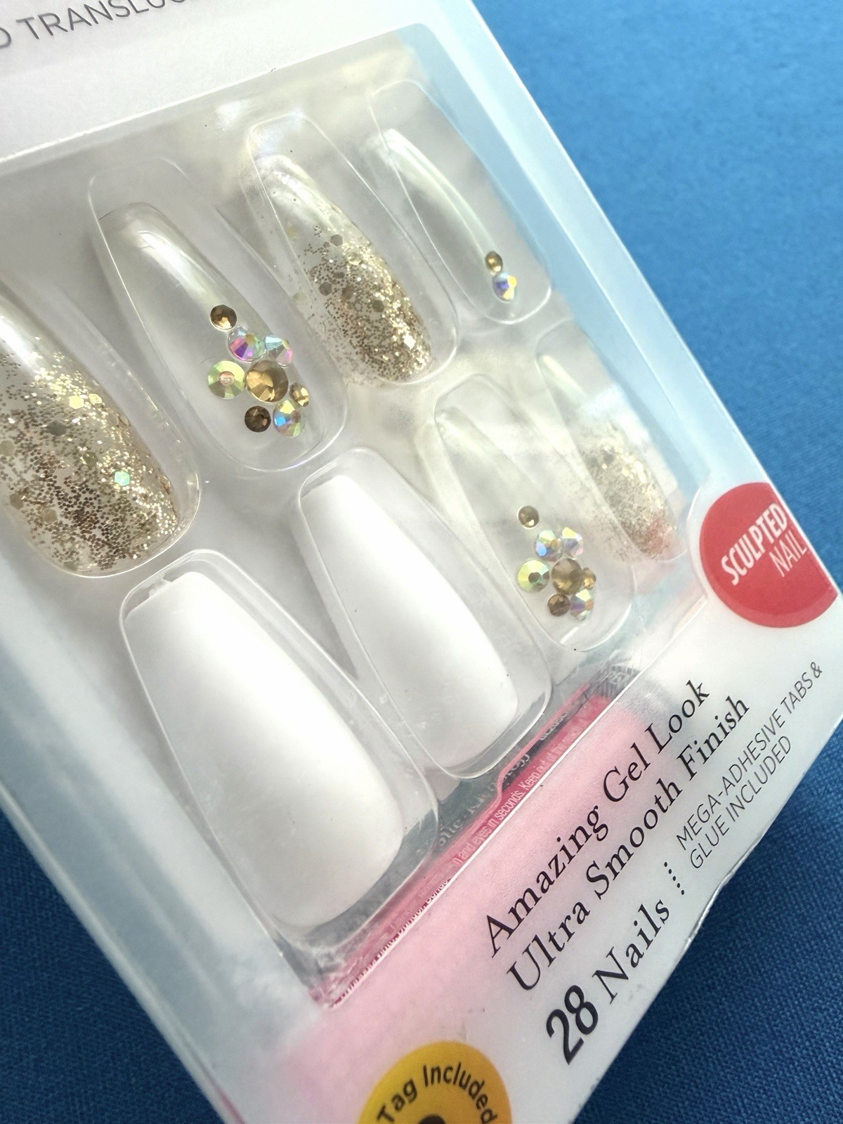 Kiss Jelly Fantasy Glue-on Manicure Nails Long Translucent 79951 New in Box X3