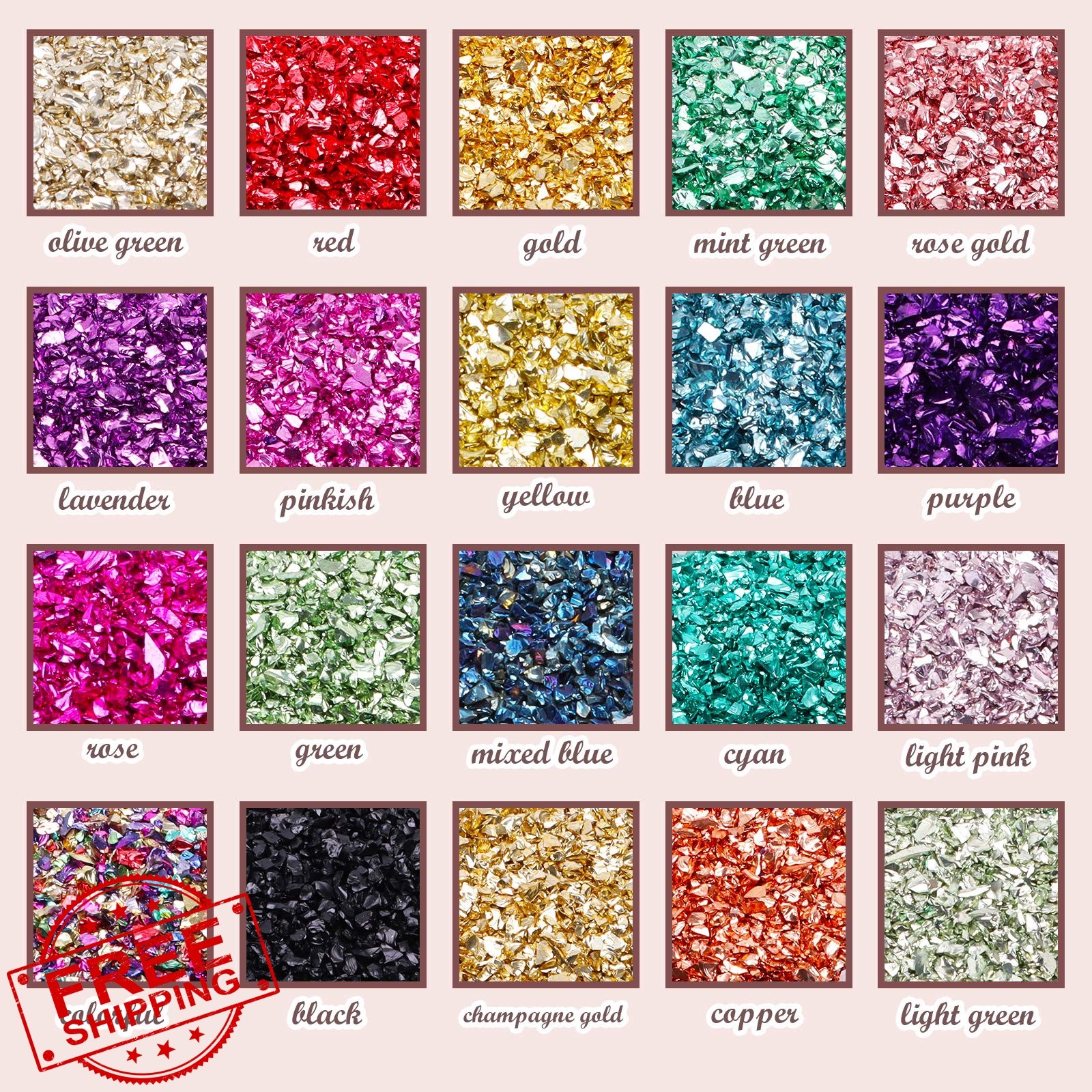 Crushed Glass Craft Glitter for Resin, Irregular Metallic Crystal Chips Sprin…