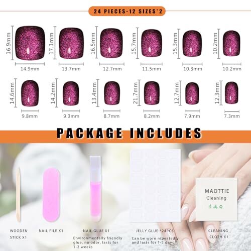 Press on Nails Short 24.00 Fl Oz (Pack of 1) Purple Discoloration Cat Eye