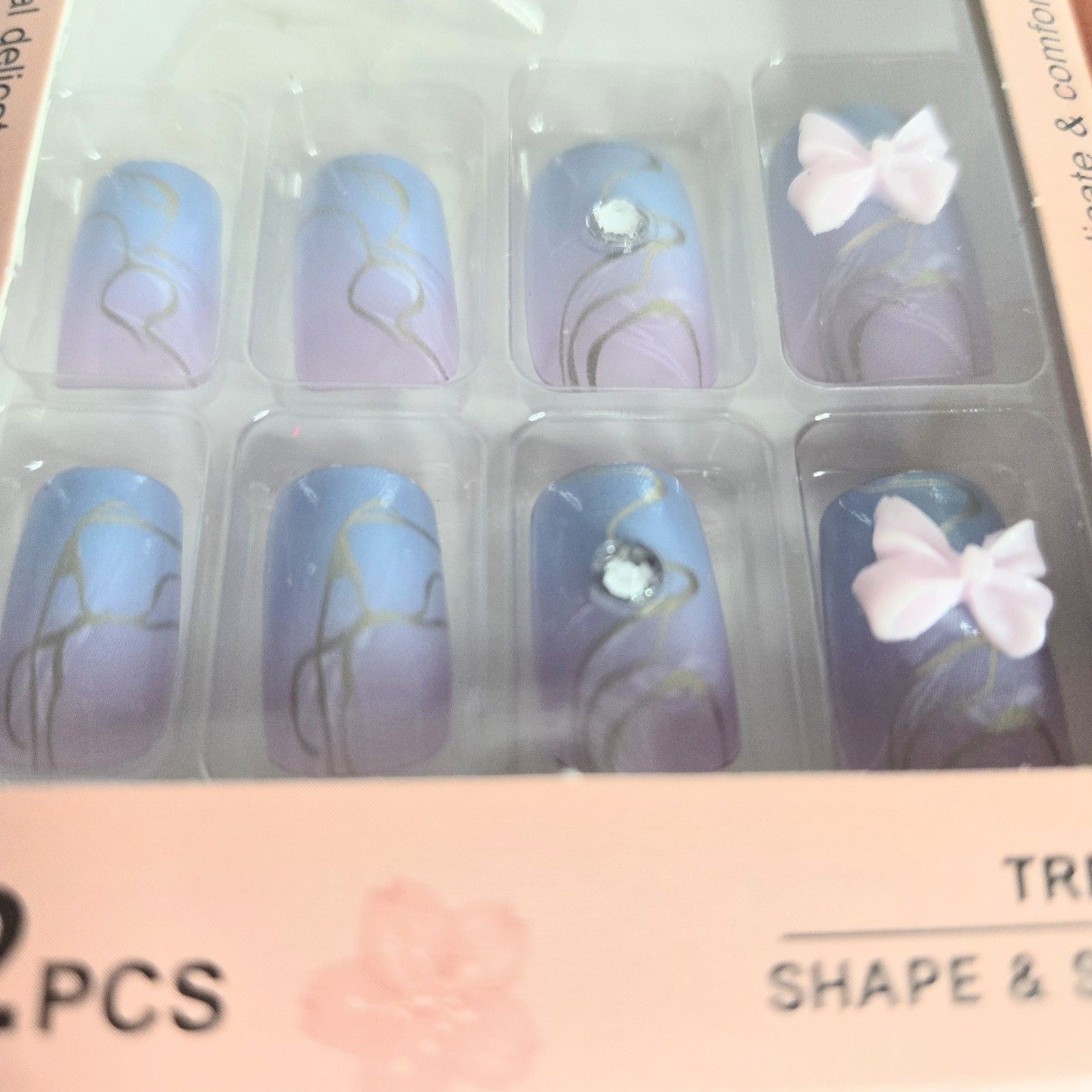 PRESS-ON NAILS Pack of 3 Set with 12 Pieces Each YY Kiss Natural Dress NEW NIB