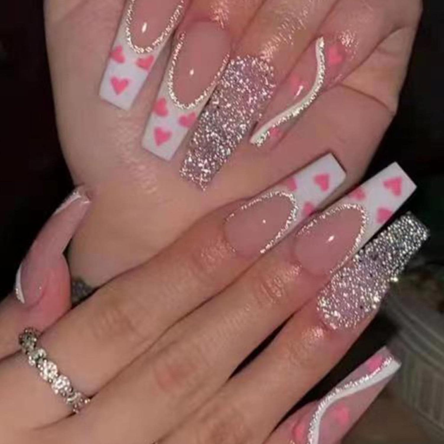 Square Press on Nails Short Fake Nails French Acrylic Full Cover False Nails for
