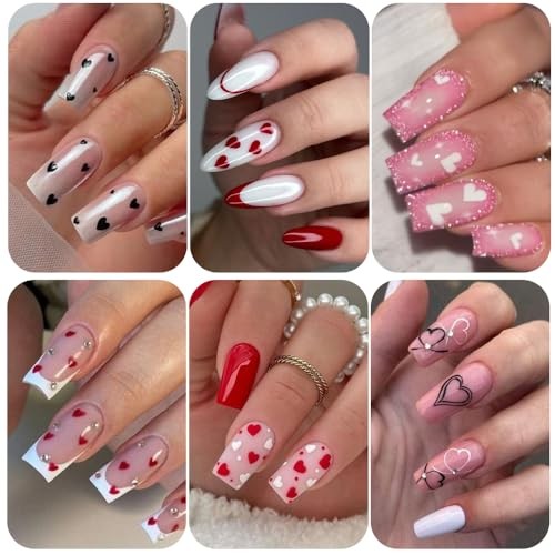 Nail Art Stickers Decals 12 Sheets Red Blacks Valentines Nail Decals Heart