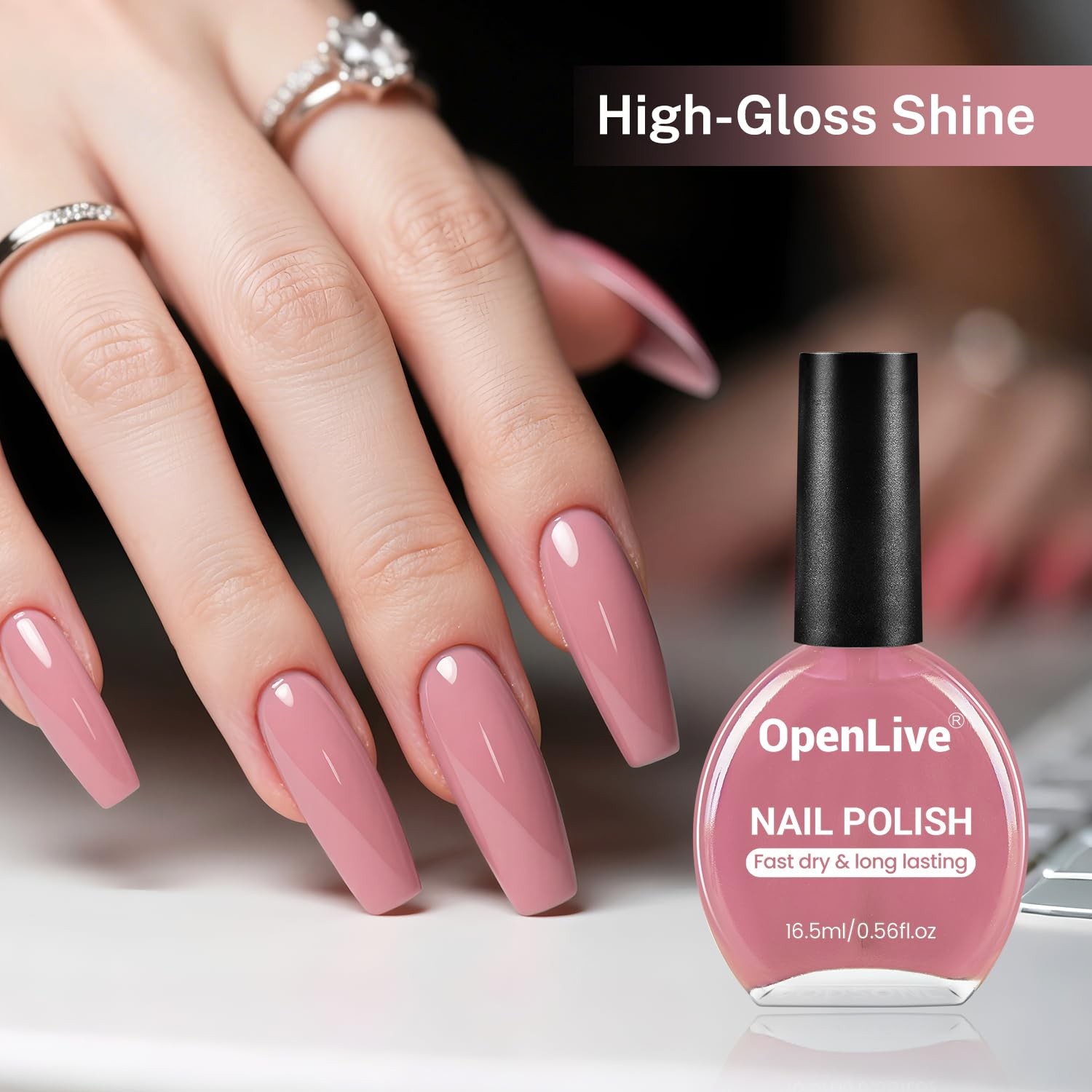 OpenLive 16.5ml Dusty Rose Nail Polish Large Volume Quick Drying Light Pink Nail