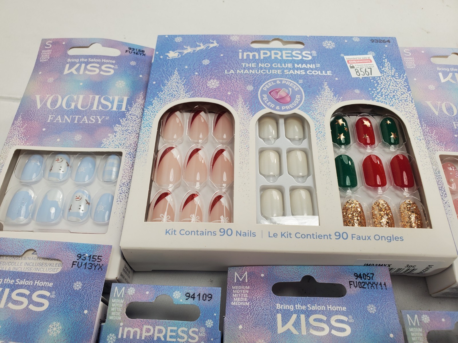10x Packs Kiss Voguish Mini Impress Mixed Lot Holiday Christmas Press on Nails