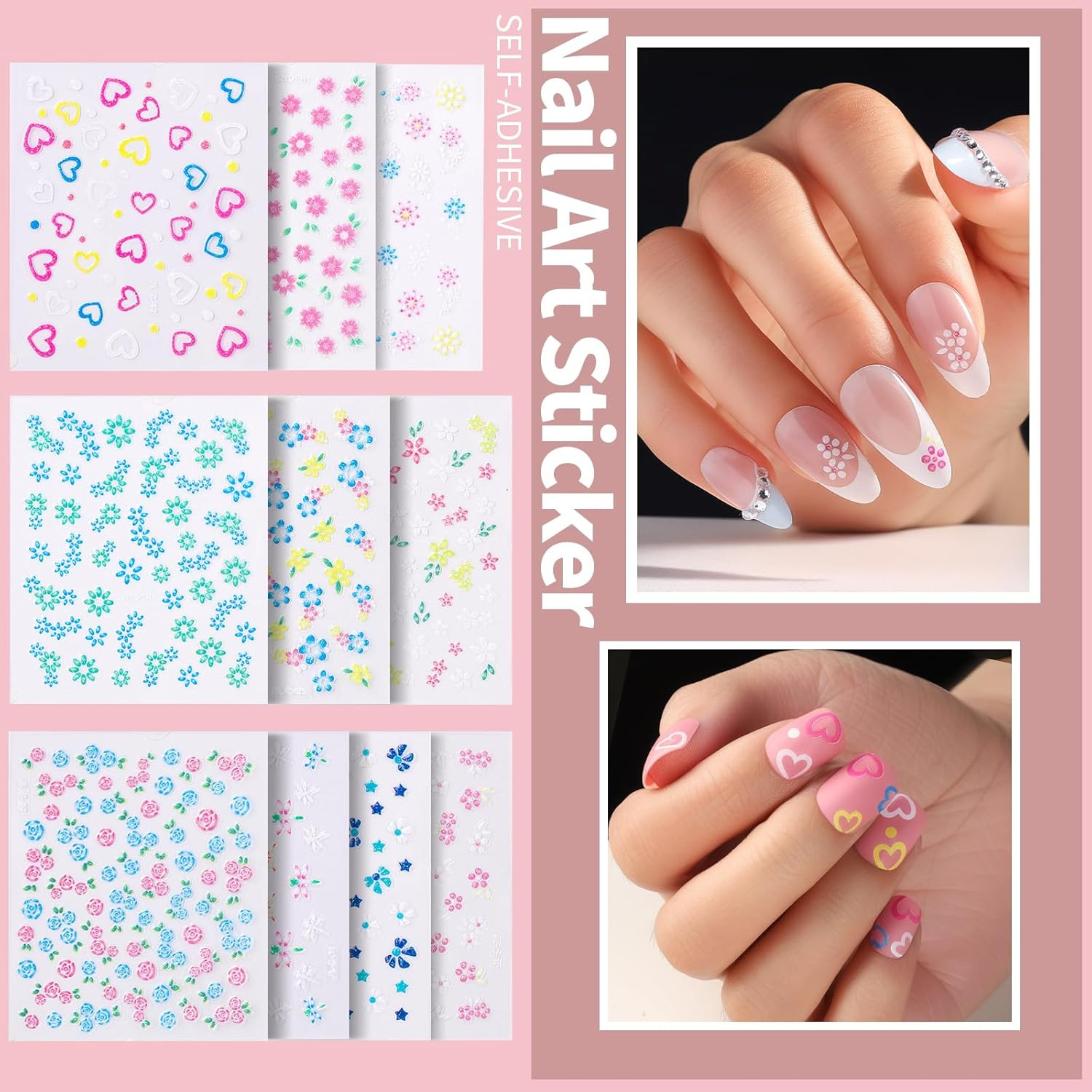 Nail Art Kit Beginners Chrome Powder Charms Stickers Brushes Dotting Rhinestones
