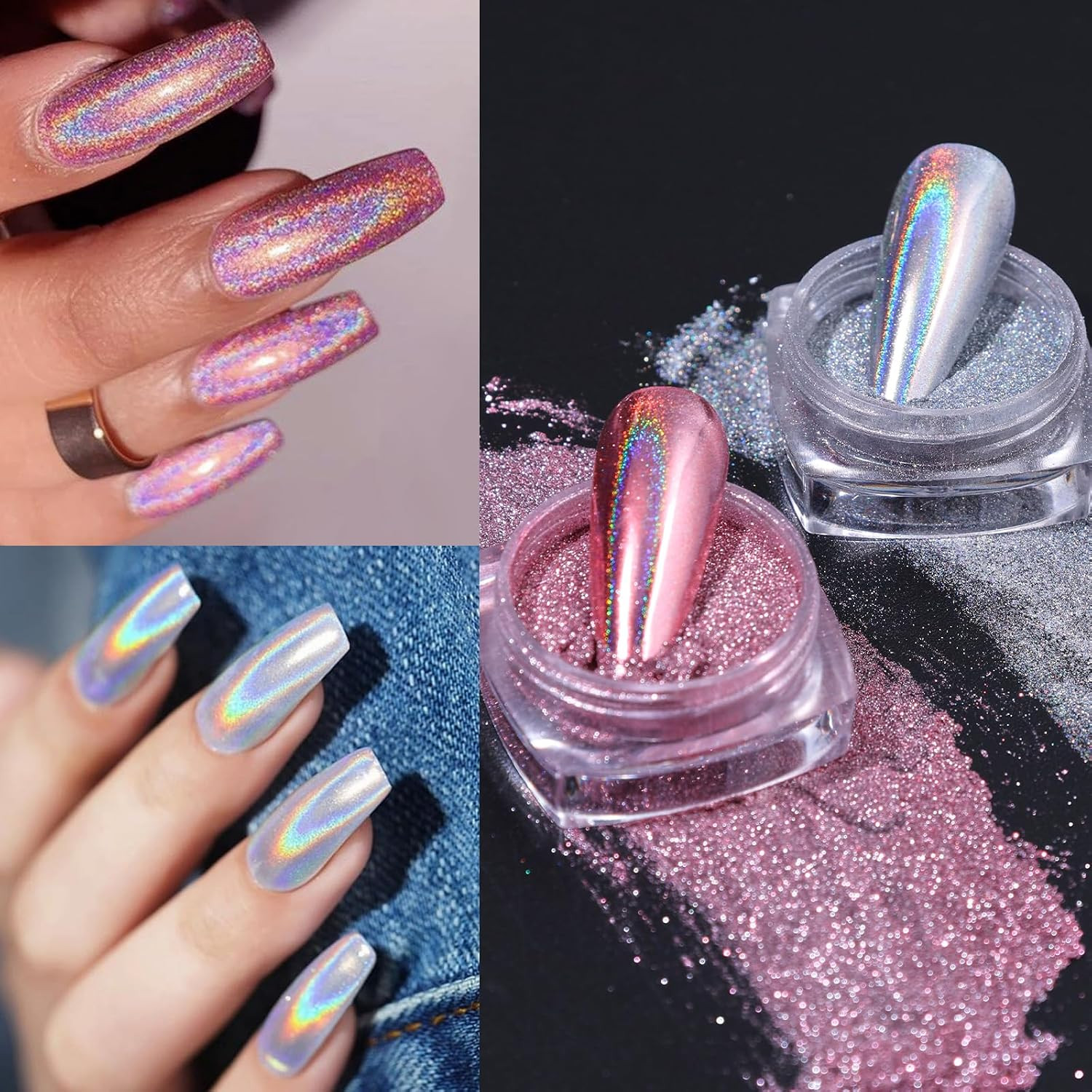 45 Colors Chrome Nail Powder Mirror Effect Nail Chrome Gold Silver Laser Red Pin