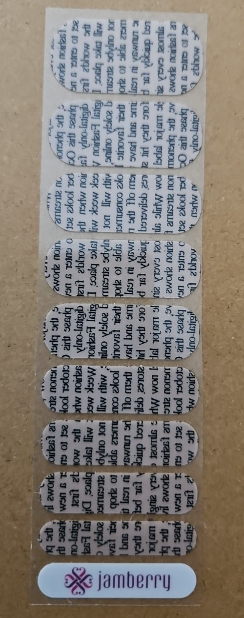 JAMBERRY NEWSPAPER ON NEUTRAL HALF SHEET NAIL WRAP RETIRED GGG FEBRUARY 2015