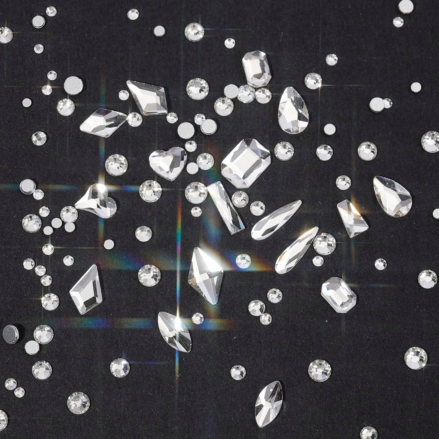 4550pcs Nail Rhinestones – Crystal Flatback Gems, Multiple Shapes, Art Kit & Glu