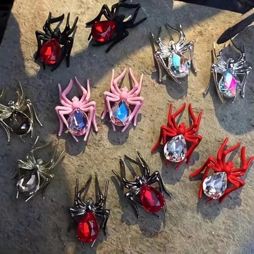 Spider Nail Art Charms 12PCS 3D Metal Resin Jewels for Acrylic Nails Halloween