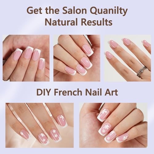 French Gel Nail Tips, 160Pcs French Tip Press on French B- Short Square-Pink